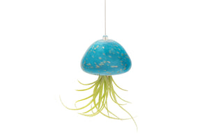 Hand-Blown Glass Art Jellyfish - Teal